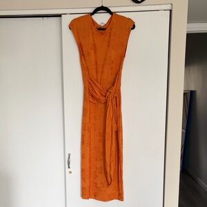 Zara Orange Tie-Waist Maxi dress
